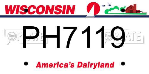 PH7119 Wisconsin License Plate
