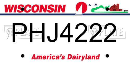 PHJ4222 Wisconsin License Plate