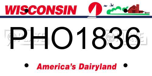 PHO1836 Wisconsin License Plate