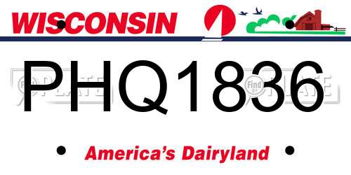PHQ1836 Wisconsin License Plate