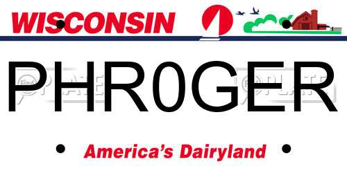 PHR0GER Wisconsin License Plate