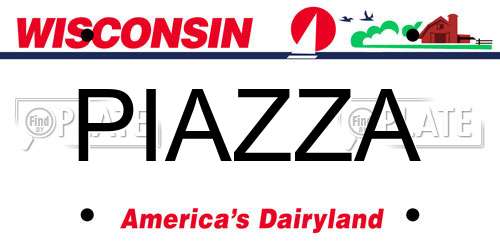 PIAZZA Wisconsin License Plate