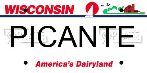 PICANTE Wisconsin License Plate