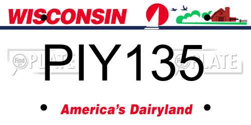PIY135 Wisconsin License Plate
