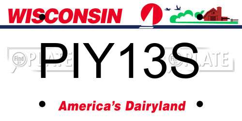 PIY13S Wisconsin License Plate
