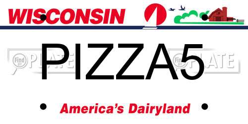 PIZZA5 Wisconsin License Plate
