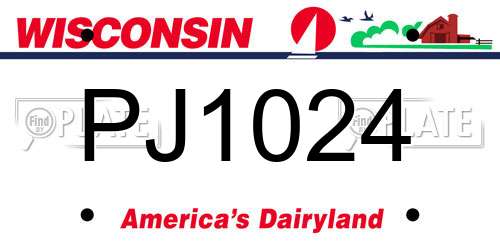 PJ1024 Wisconsin License Plate