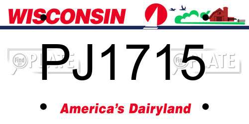 PJ1715 Wisconsin License Plate