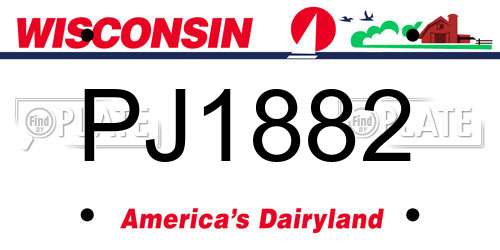 PJ1882 Wisconsin License Plate