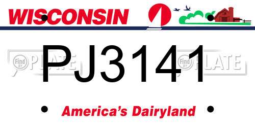PJ3141 Wisconsin License Plate
