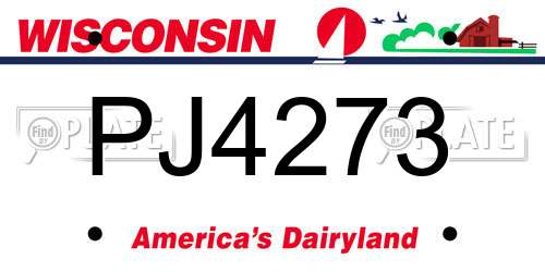 PJ4273 Wisconsin License Plate