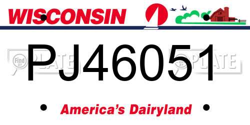 PJ46051 Wisconsin License Plate