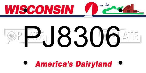PJ8306 Wisconsin License Plate