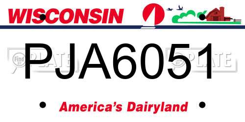 PJA6051 Wisconsin License Plate