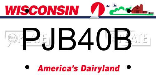 PJB40B Wisconsin License Plate