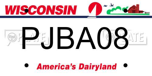 PJBA08 Wisconsin License Plate