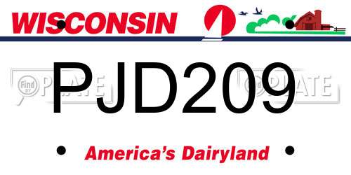 PJD209 Wisconsin License Plate