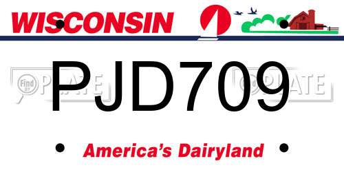 PJD709 Wisconsin License Plate