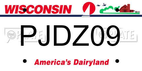 PJDZ09 Wisconsin License Plate