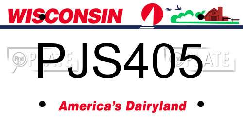PJS405 Wisconsin License Plate