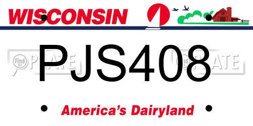 PJS408 Wisconsin License Plate