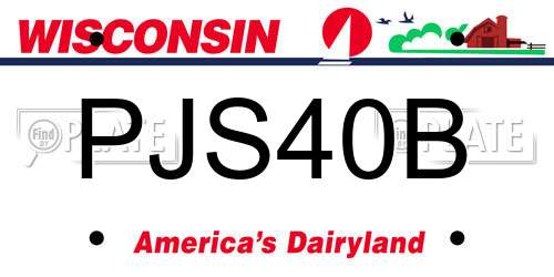 PJS40B Wisconsin License Plate