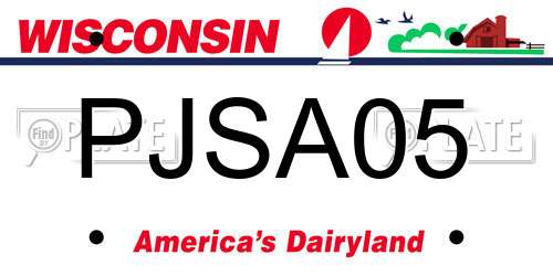 PJSA05 Wisconsin License Plate