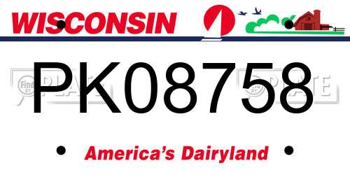 PK08758 Wisconsin License Plate