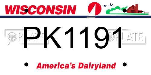 PK1191 Wisconsin License Plate