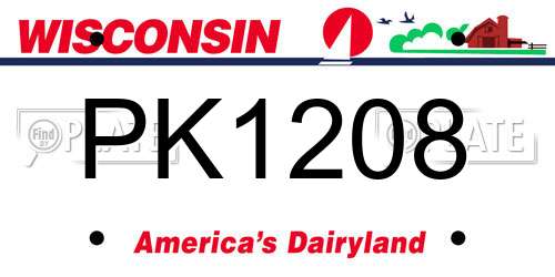 PK1208 Wisconsin License Plate