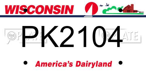 PK2104 Wisconsin License Plate