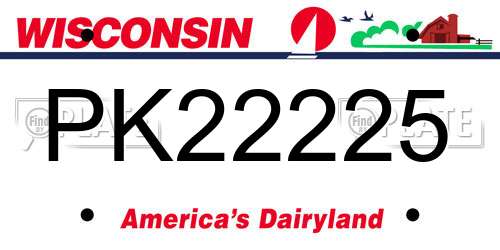 PK22225 Wisconsin License Plate