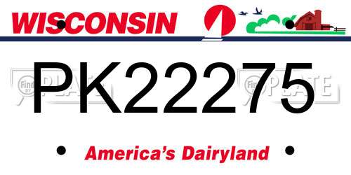 PK22275 Wisconsin License Plate
