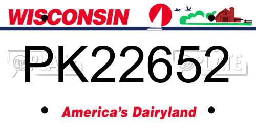 PK22652 Wisconsin License Plate