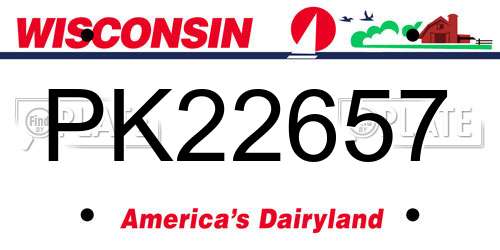PK22657 Wisconsin License Plate