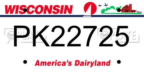PK22725 Wisconsin License Plate
