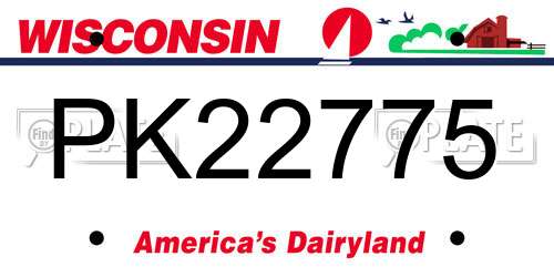 PK22775 Wisconsin License Plate