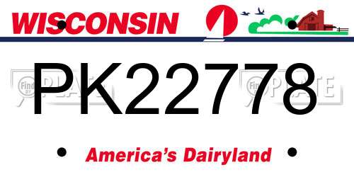 PK22778 Wisconsin License Plate