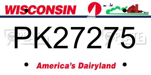 PK27275 Wisconsin License Plate