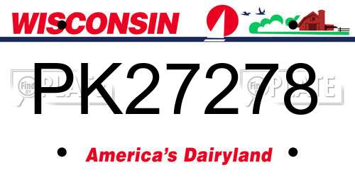 PK27278 Wisconsin License Plate