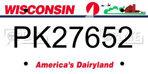PK27652 Wisconsin License Plate