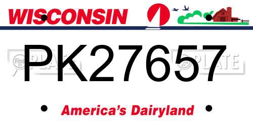 PK27657 Wisconsin License Plate