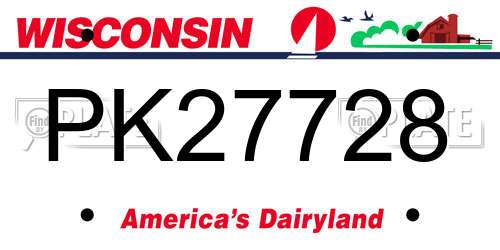 PK27728 Wisconsin License Plate
