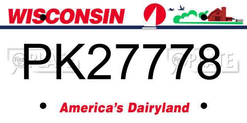 PK27778 Wisconsin License Plate