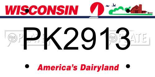 PK2913 Wisconsin License Plate