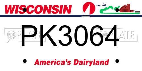 PK3064 Wisconsin License Plate