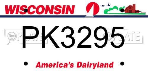 PK3295 Wisconsin License Plate
