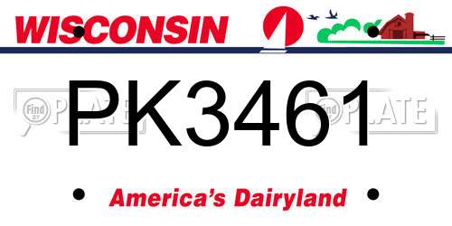 PK3461 Wisconsin License Plate