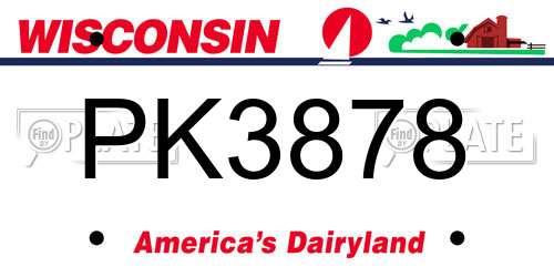 PK3878 Wisconsin License Plate