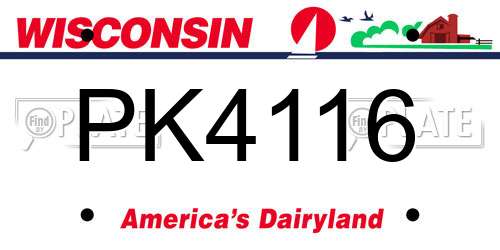 PK4116 Wisconsin License Plate